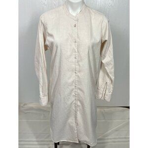 Ines De La Fressange Paris Small Night Shirt White Cotton Button Up Hi Low Hem